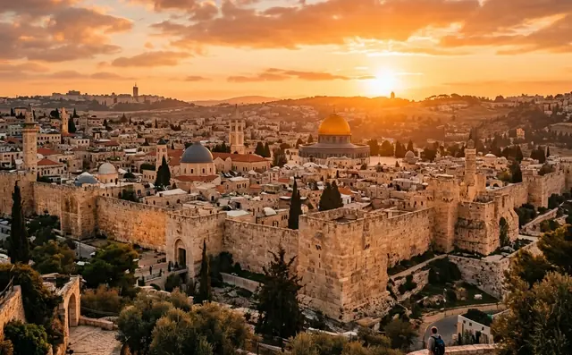 Ciudad vieja de Jerusalén al atardecer